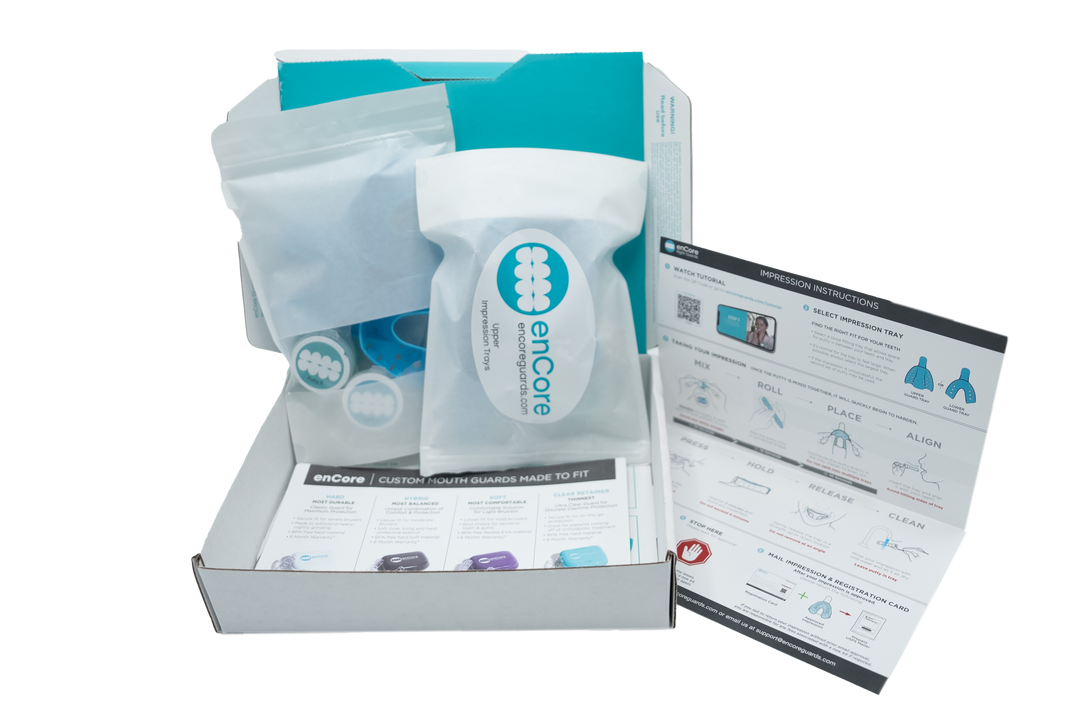enCore dental impression kit for producing mouth guards for teeth grinding and bruxism protection.